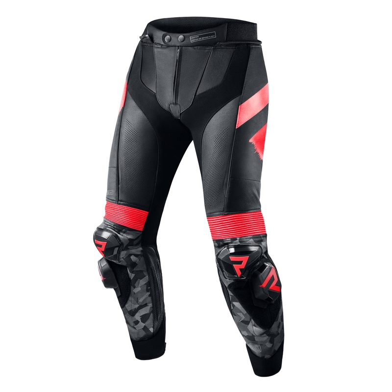 Pantaloni da moto Rebelhorn Rebel 22 nero-rosso fluo Saldi