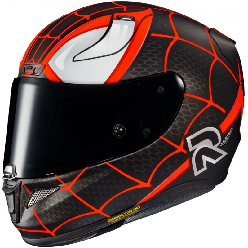 Casco moto integrale HJC RPHA 11 MILES MORALES MC1SF nero-bianco-rosso
