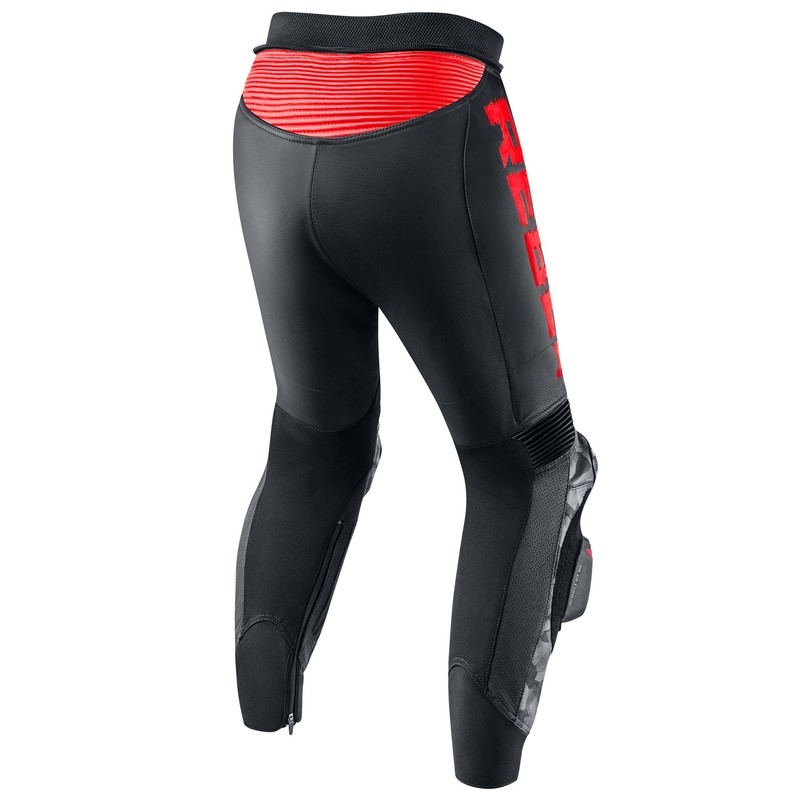 Pantaloni da moto Rebelhorn Rebel nero-rosso fluo Saldi
