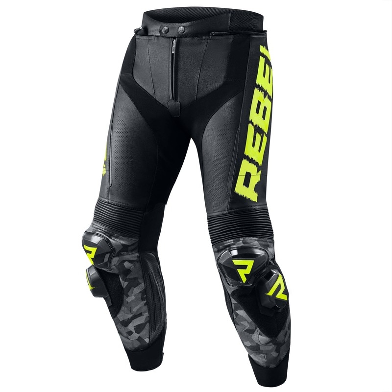 Pantaloni da moto Rebelhorn Rebel nero-giallo fluo Saldi