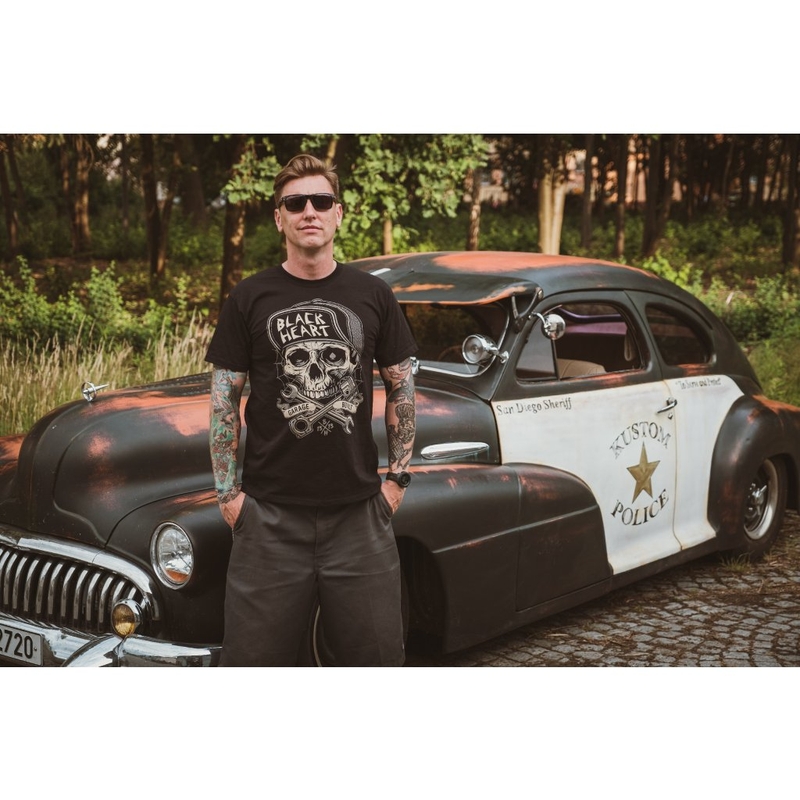 T-shirt da uomo Cuore nero Garage Built