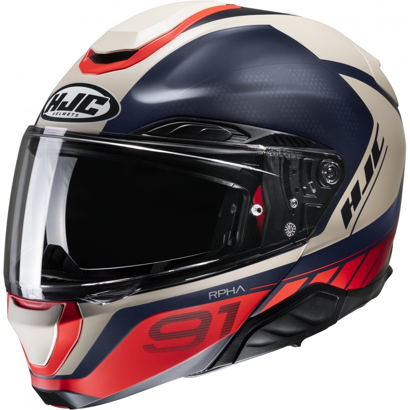 Casco da moto flip-up HJC RPHA 91 Rafino MC1SF rosso-blu-beige