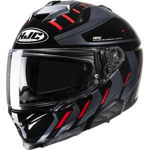 Casco moto integrale HJC i71 Simo MC1 nero-grigio-rosso