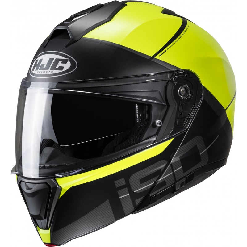 Casco moto HJC i90 May MC3HSF nero-giallo fluo flip-up