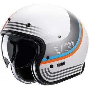 Casco moto aperto HJC V31 Byron MC27 arancio-blu-grigio-bianco