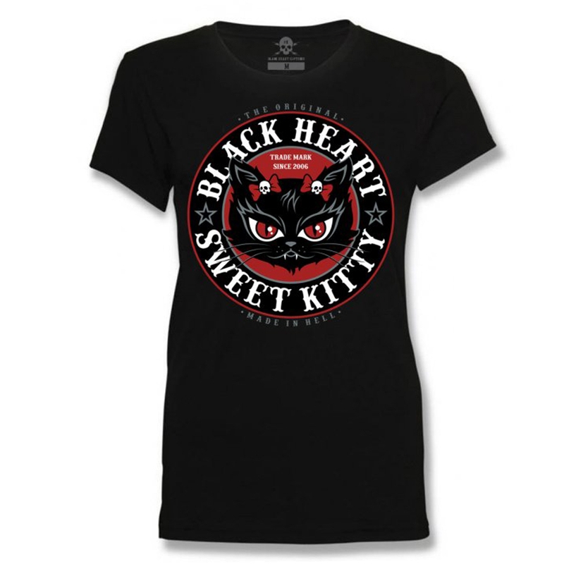 T-shirt donna Cuore nero Kitty Saldi