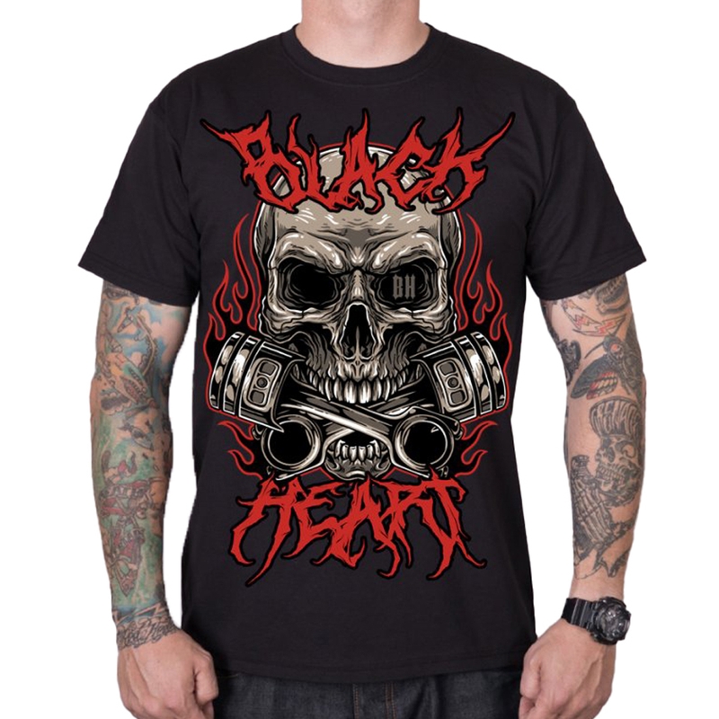 T-shirt da uomo Cuore nero Testa di metallo