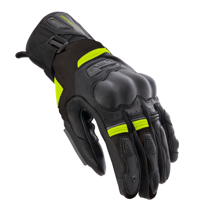 Guanti da moto Rebelhorn Range nero-grigio-giallo fluo Saldi