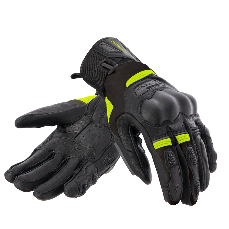 Guanti da moto Rebelhorn Range nero-grigio-giallo fluo Saldi