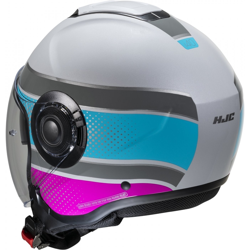 Casco moto aperto HJC i40 Tolan MC28 rosa-blu-grigio