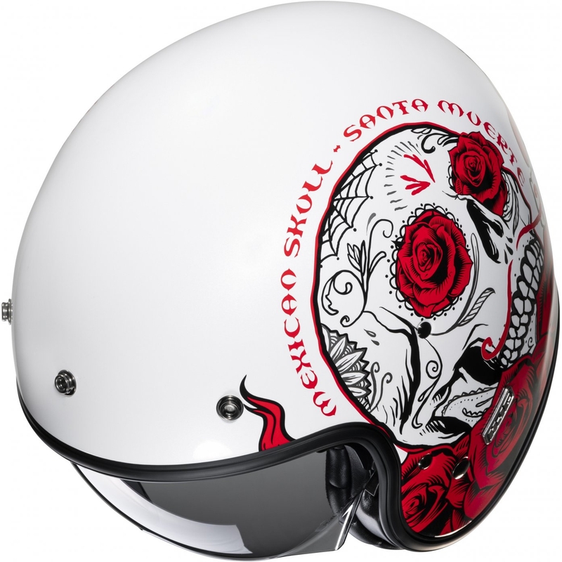 Casco moto aperto HJC V31 Desto MC1 bianco-nero-rosso