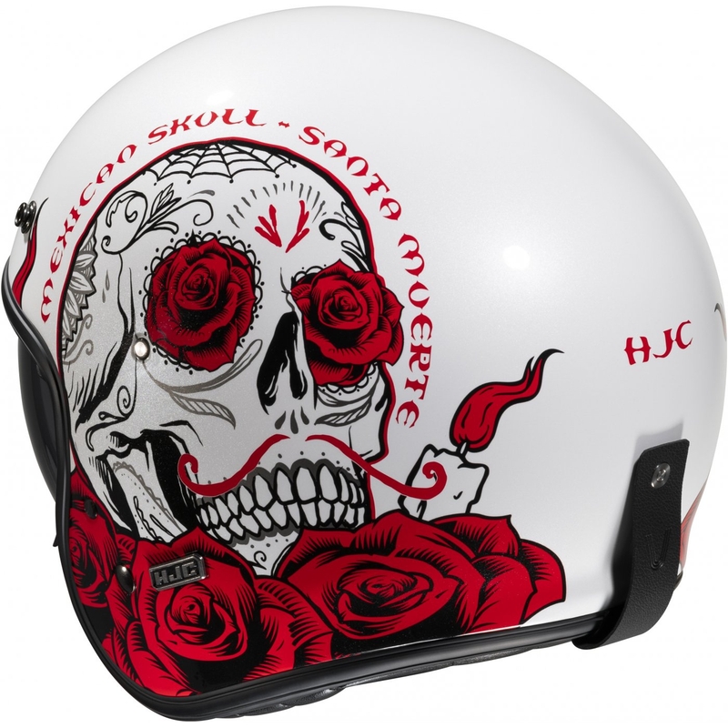 Casco moto aperto HJC V31 Desto MC1 bianco-nero-rosso