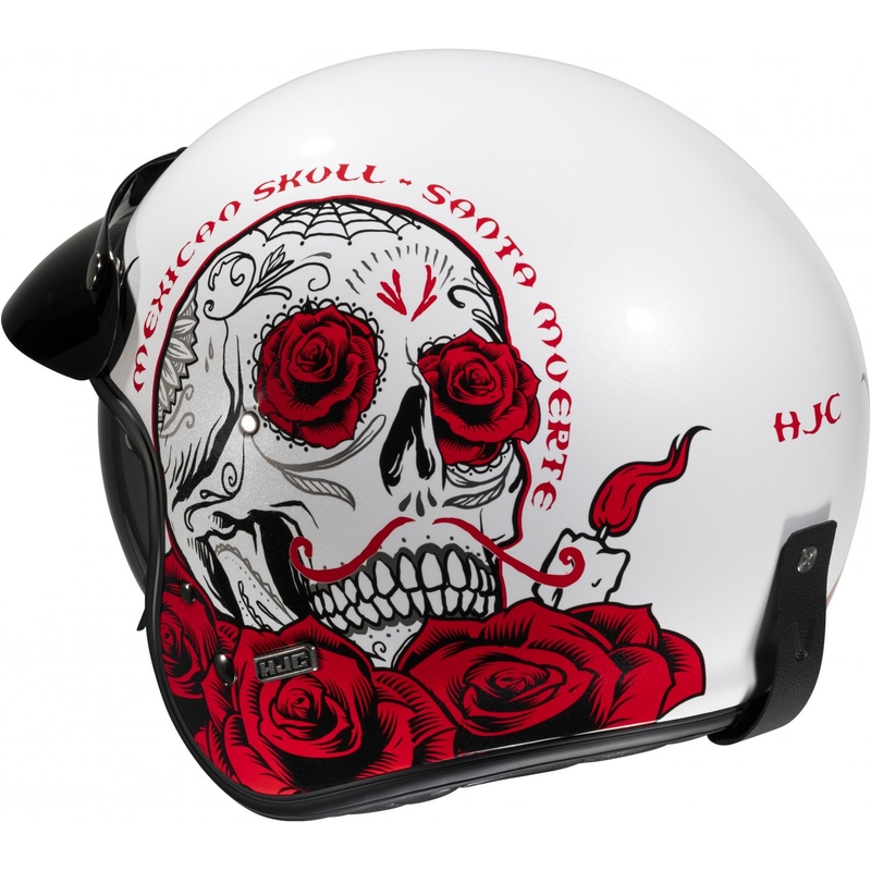 Casco moto aperto HJC V31 Desto MC1 bianco-nero-rosso