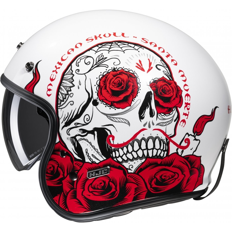 Casco moto aperto HJC V31 Desto MC1 bianco-nero-rosso