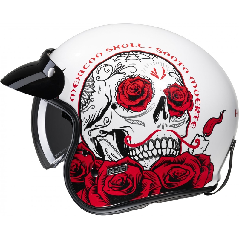 Casco moto aperto HJC V31 Desto MC1 bianco-nero-rosso