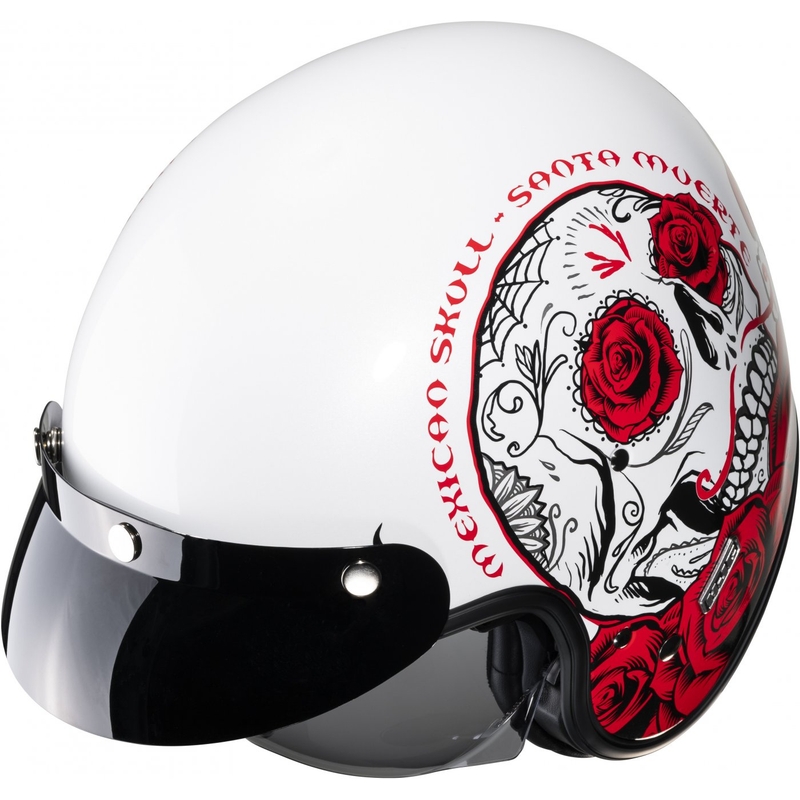 Casco moto aperto HJC V31 Desto MC1 bianco-nero-rosso