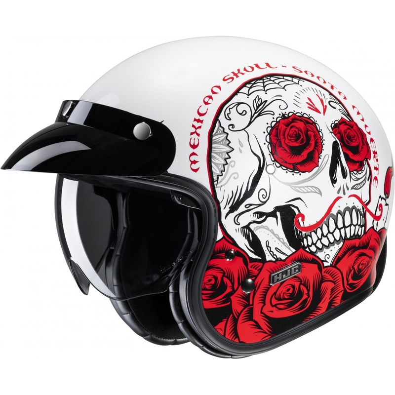 Casco moto aperto HJC V31 Desto MC1 bianco-nero-rosso