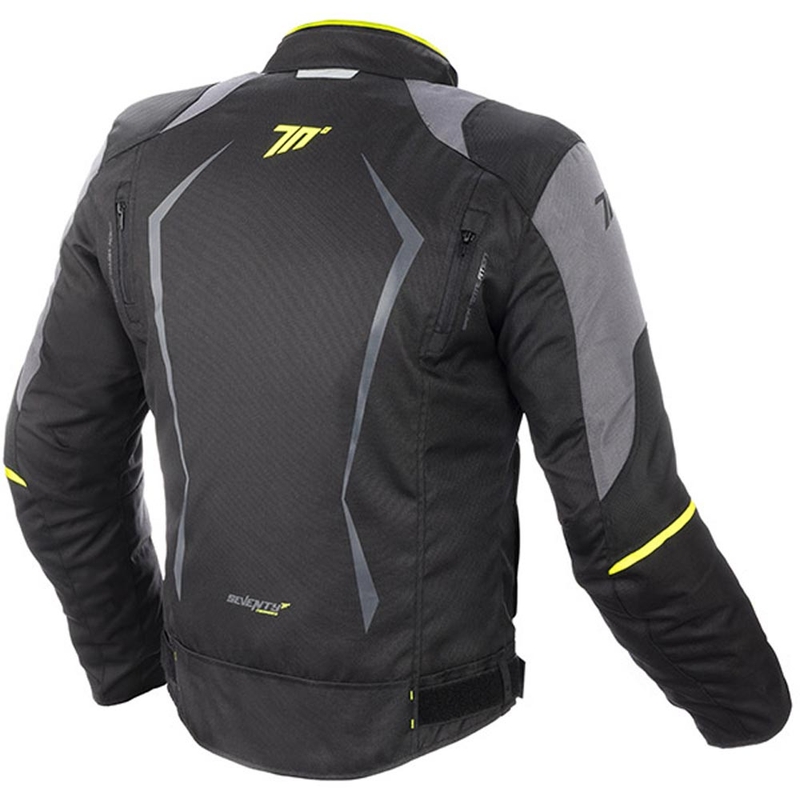 Giacca moto SEVENTY DEGREES SD-JR47 nero-grigio-giallo fluo