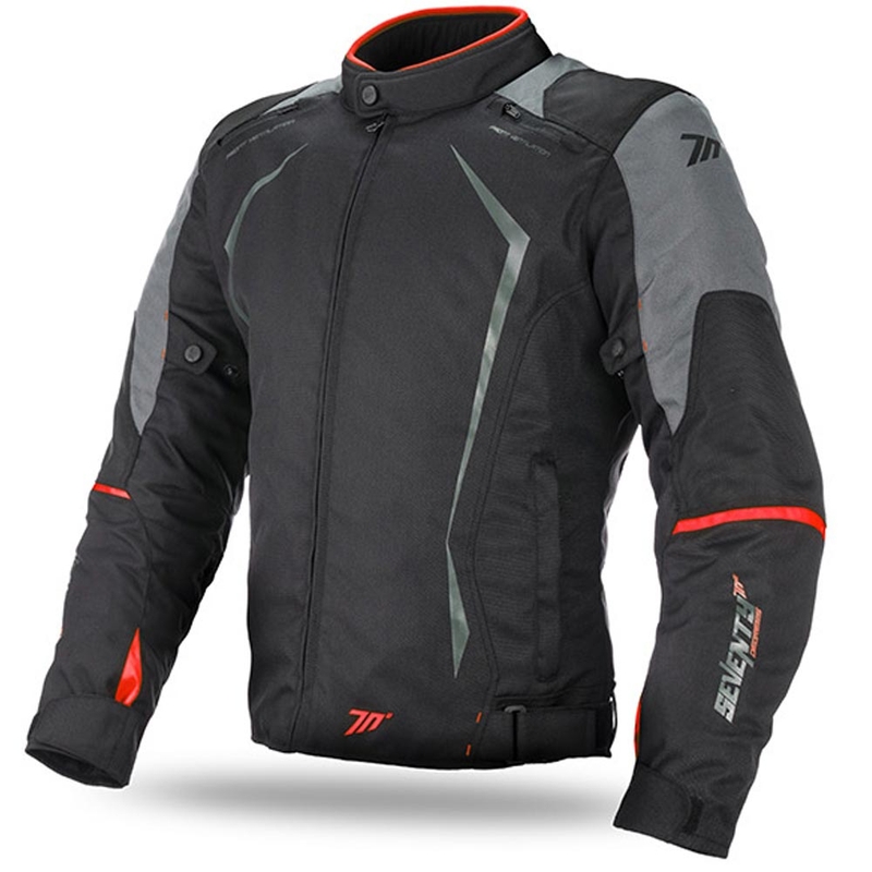 Giacca moto SEVENTY DEGREES SD-JR47 nero-grigio-rosso