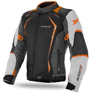 Giacca moto SEVENTY DEGREES SD-JR47 nero-grigio-arancio