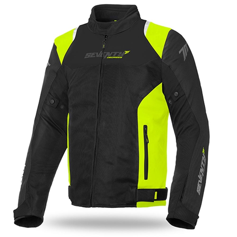 Giacca moto SEVENTY DEGREES SD-JR48 nero-giallo fluo