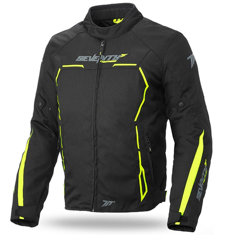 Giacca moto SEVENTY DEGREES SD-JR65 nero-giallo fluo