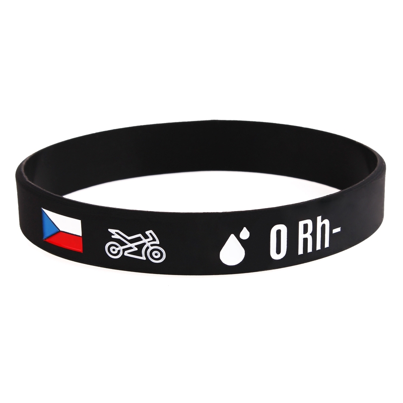 Bracciale moto in silicone con gruppo sanguigno 0 RH-