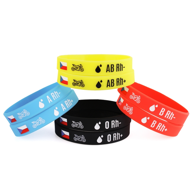 Bracciale moto in silicone con gruppo sanguigno 0 RH-