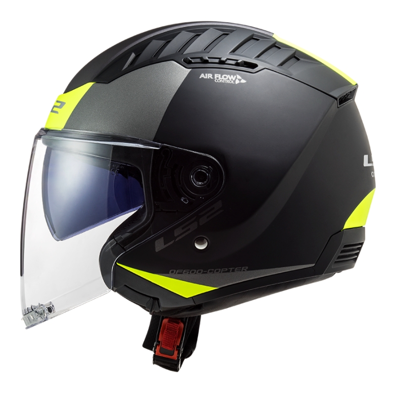 Casco moto aperto LS2 OF600 Copter II Urbane 06 nero-giallo fluo