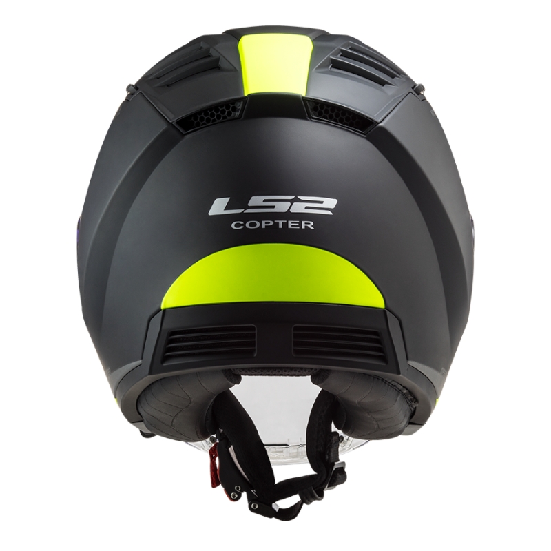 Casco moto aperto LS2 OF600 Copter II Urbane 06 nero-giallo fluo