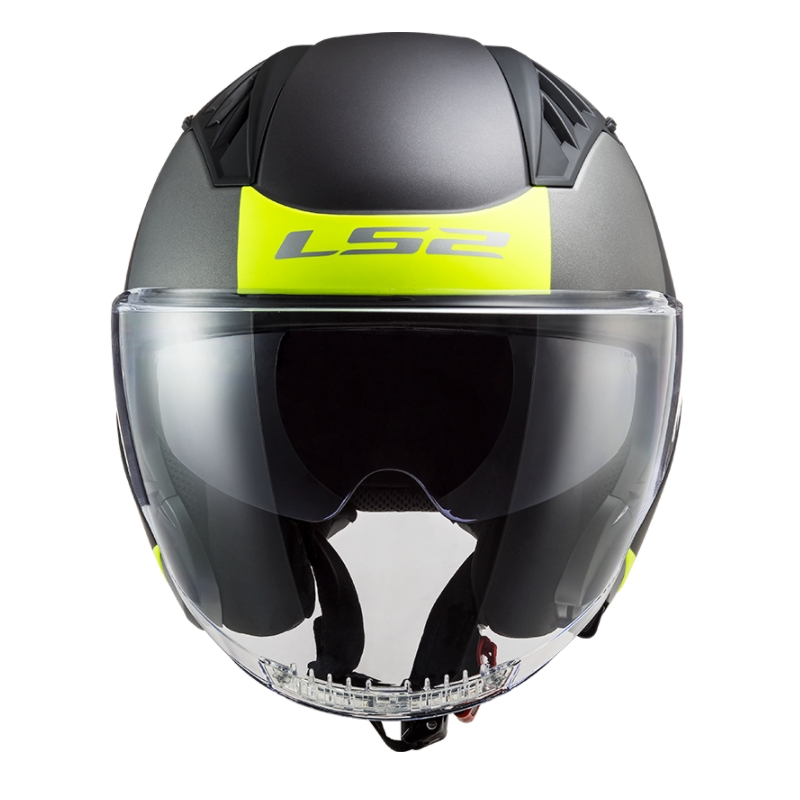Casco moto aperto LS2 OF600 Copter II Urbane 06 nero-giallo fluo