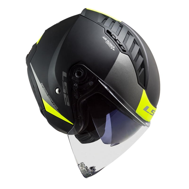 Casco moto aperto LS2 OF600 Copter II Urbane 06 nero-giallo fluo