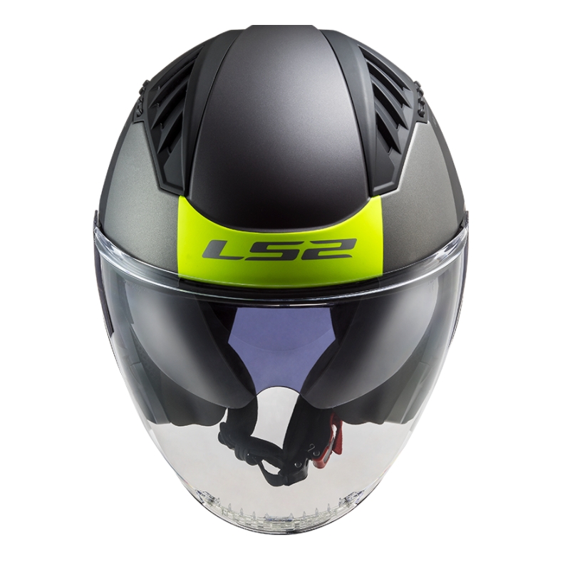 Casco moto aperto LS2 OF600 Copter II Urbane 06 nero-giallo fluo