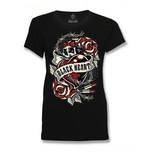 T-shirt donna Nero Cuore Cuore Rosa