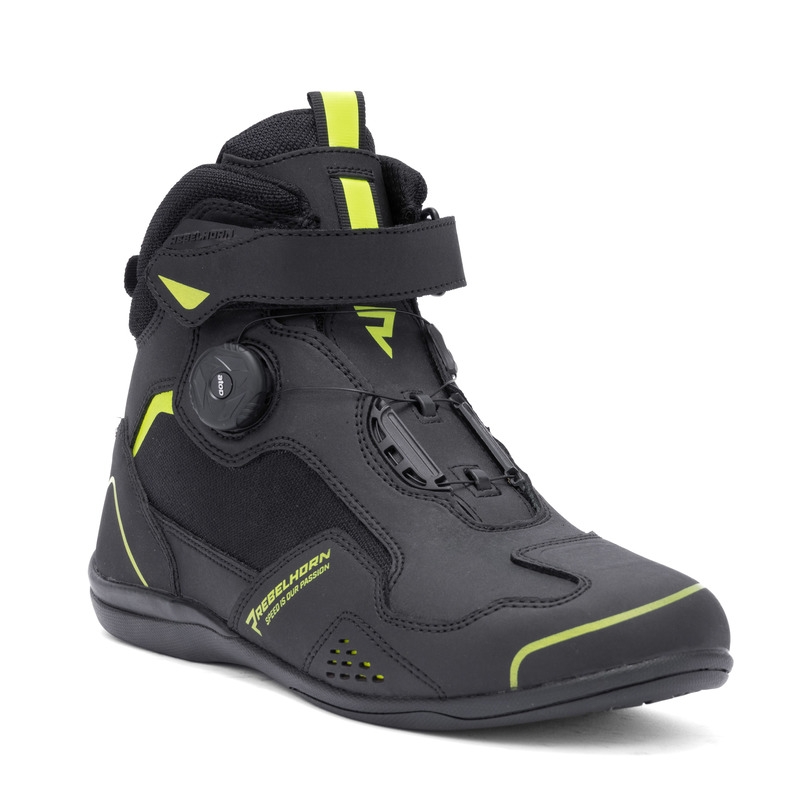 Stivali da moto Rebelhorn Spark II nero-giallo fluo