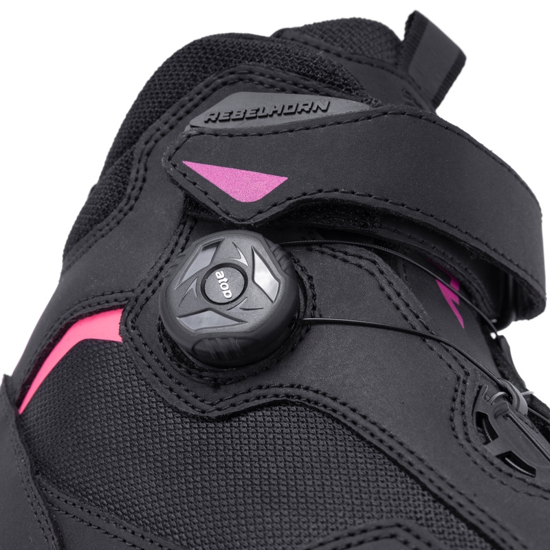 Stivali da moto da donna Rebelhorn Spark II neri e rosa