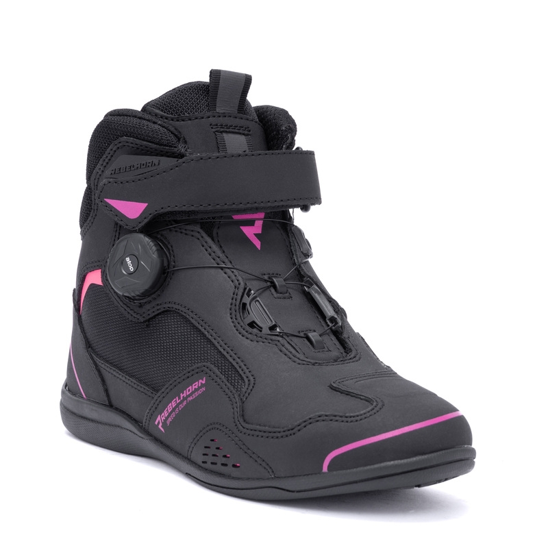 Stivali da moto da donna Rebelhorn Spark II neri e rosa
