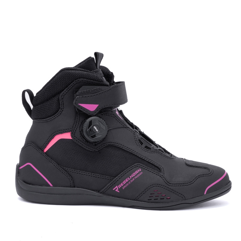 Stivali da moto da donna Rebelhorn Spark II neri e rosa