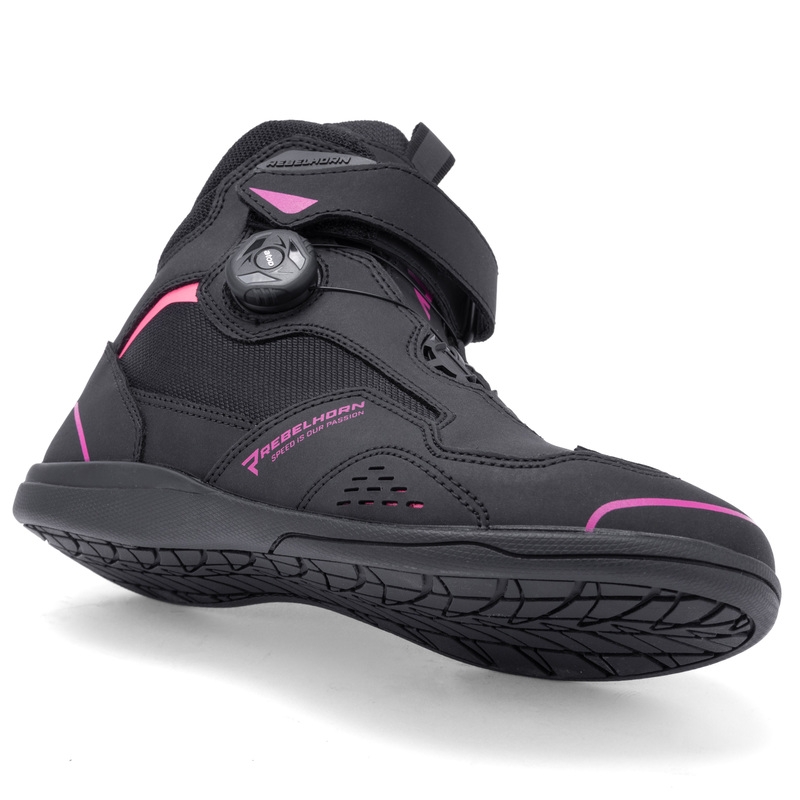 Stivali da moto da donna Rebelhorn Spark II neri e rosa