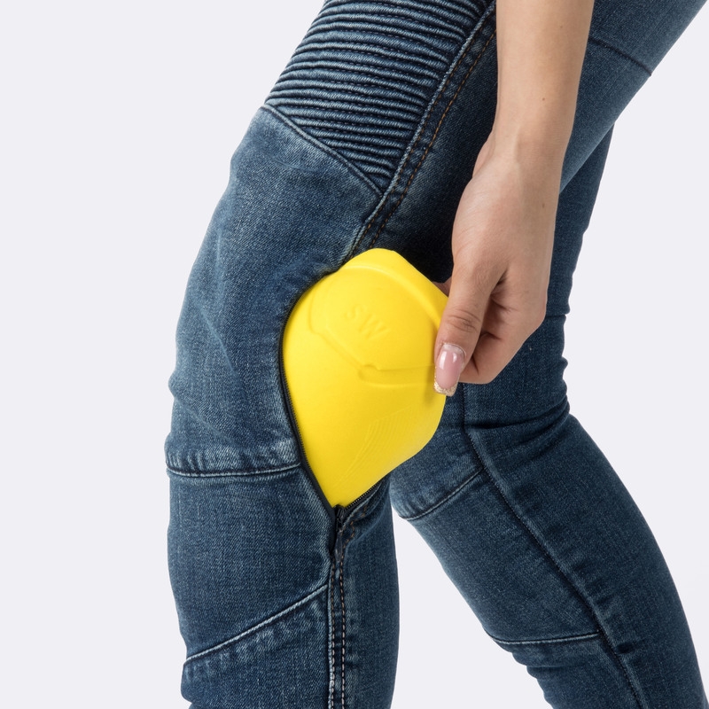 Jeans da moto Ozone Agness II da donna in blu slavato Saldi