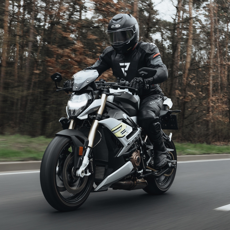 Giacca da moto in pelle Rebelhorn Veloce nero-rosso fluo