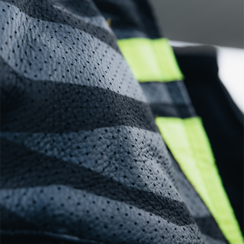 Giacca da moto in pelle Rebelhorn Vandal nero-giallo fluo Saldi