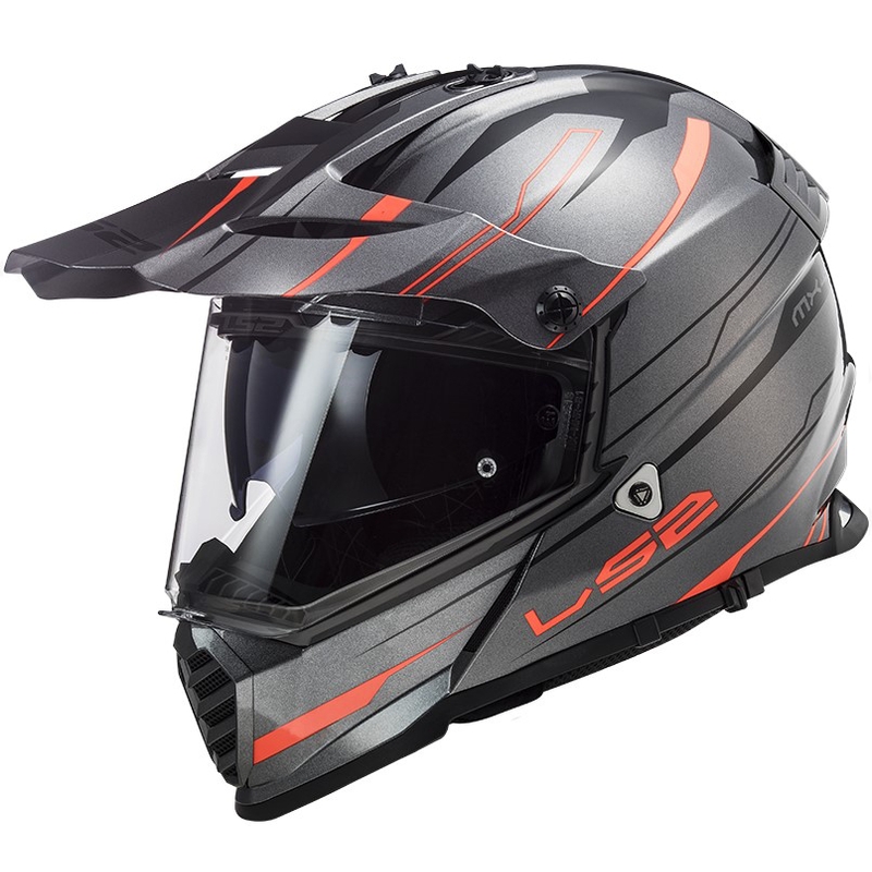 Casco da enduro LS2 MX436 Pioneer EVO Knight arancio titanio