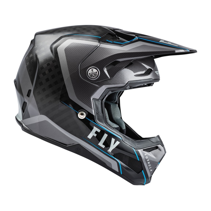 Casco da motocross FLY Racing Formula Axon nero-grigio-blu