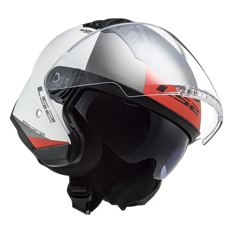 Casco moto aperto LS2 OF600 Copter II Urbane 06 bianco-rosso