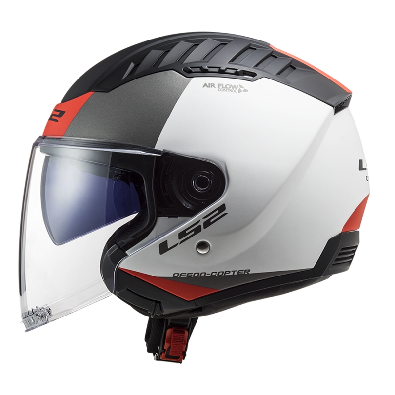 Casco moto aperto LS2 OF600 Copter II Urbane 06 bianco-rosso