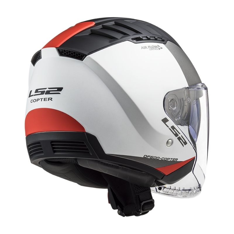 Casco moto aperto LS2 OF600 Copter II Urbane 06 bianco-rosso