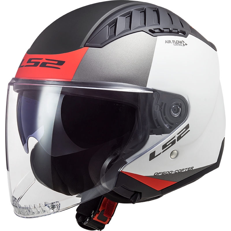 Casco moto aperto LS2 OF600 Copter II Urbane 06 bianco-rosso