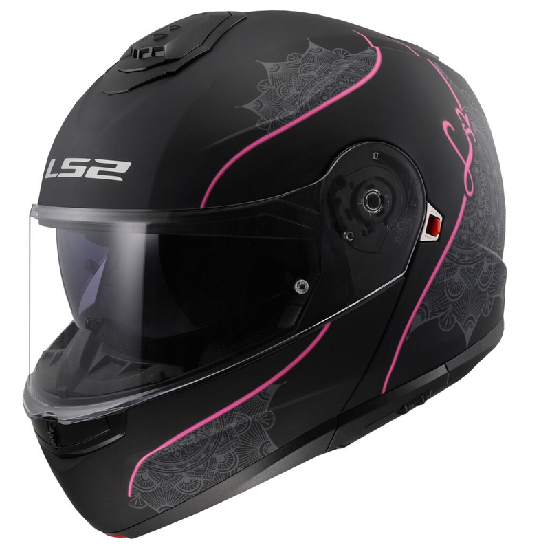 Casco modulare LS2 FF908 Strobe II Lux nero-rosa