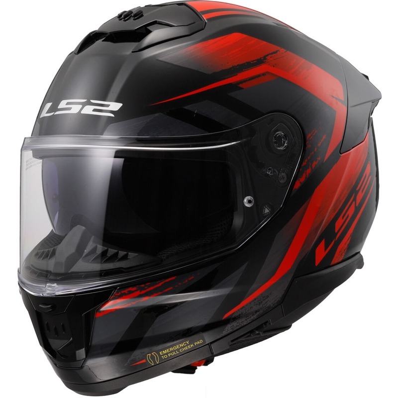 Casco integrale da moto LS2 FF808 Stream II Fury nero-rosso